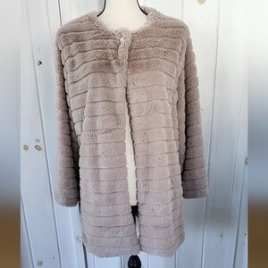 Soft Faux Fur Top Button Open Front Shawl Wrap Blush Jacket